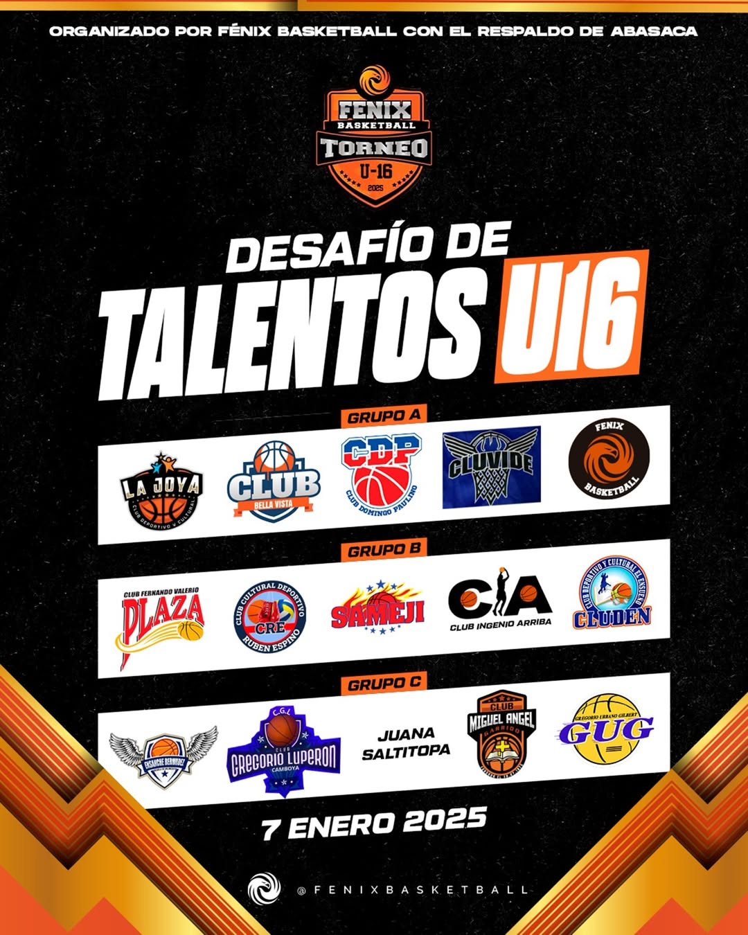 FÉNIX BASKETBALL  y ABASACA PRESENTAN Torneo de Baloncesto DESAFÍO DE TALENTOS U16